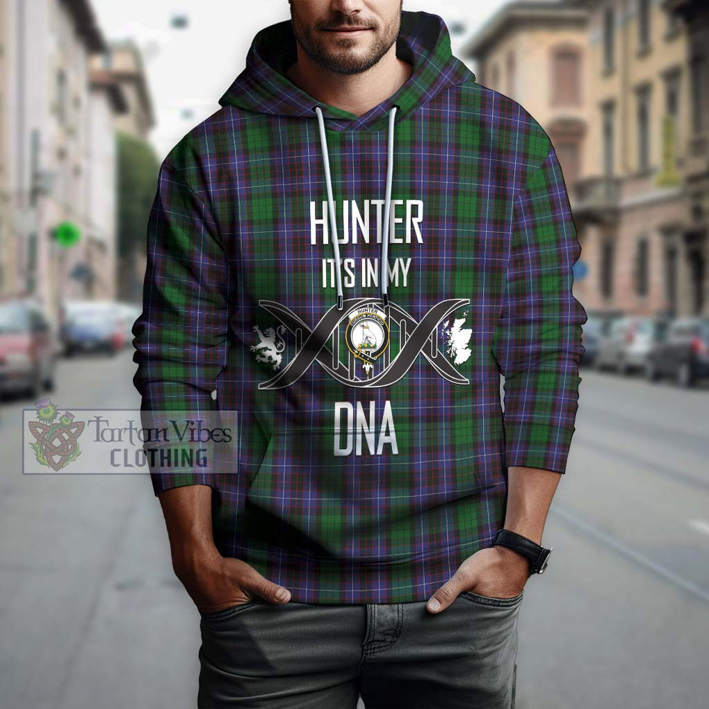 Hunter of Peebleshire Tartan Hoodie with Family Crest DNA In Me Style Pullover Hoodie - Tartanvibesclothing Shop