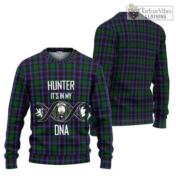 Hunter of Peebleshire Tartan Ugly Sweater with Family Crest DNA In Me Style