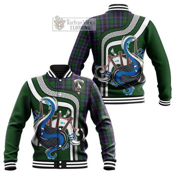 Hunter of Peebleshire Tartan Baseball Jacket with Epic Bagpipe Style