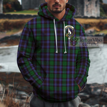 Hunter of Peebleshire Tartan Cotton Hoodie with Family Crest