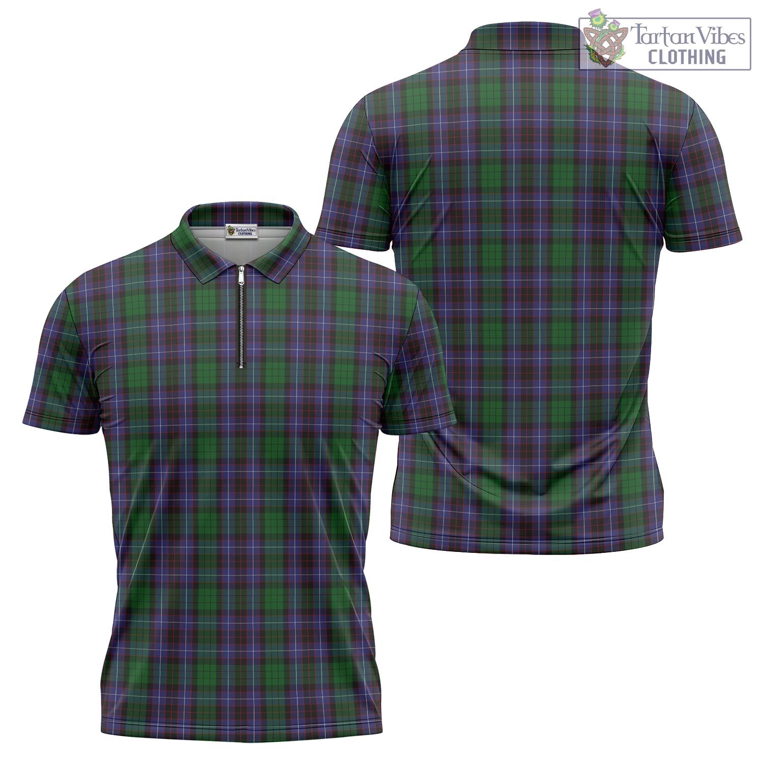 Tartan Vibes Clothing Hunter of Peebleshire Tartan Zipper Polo Shirt