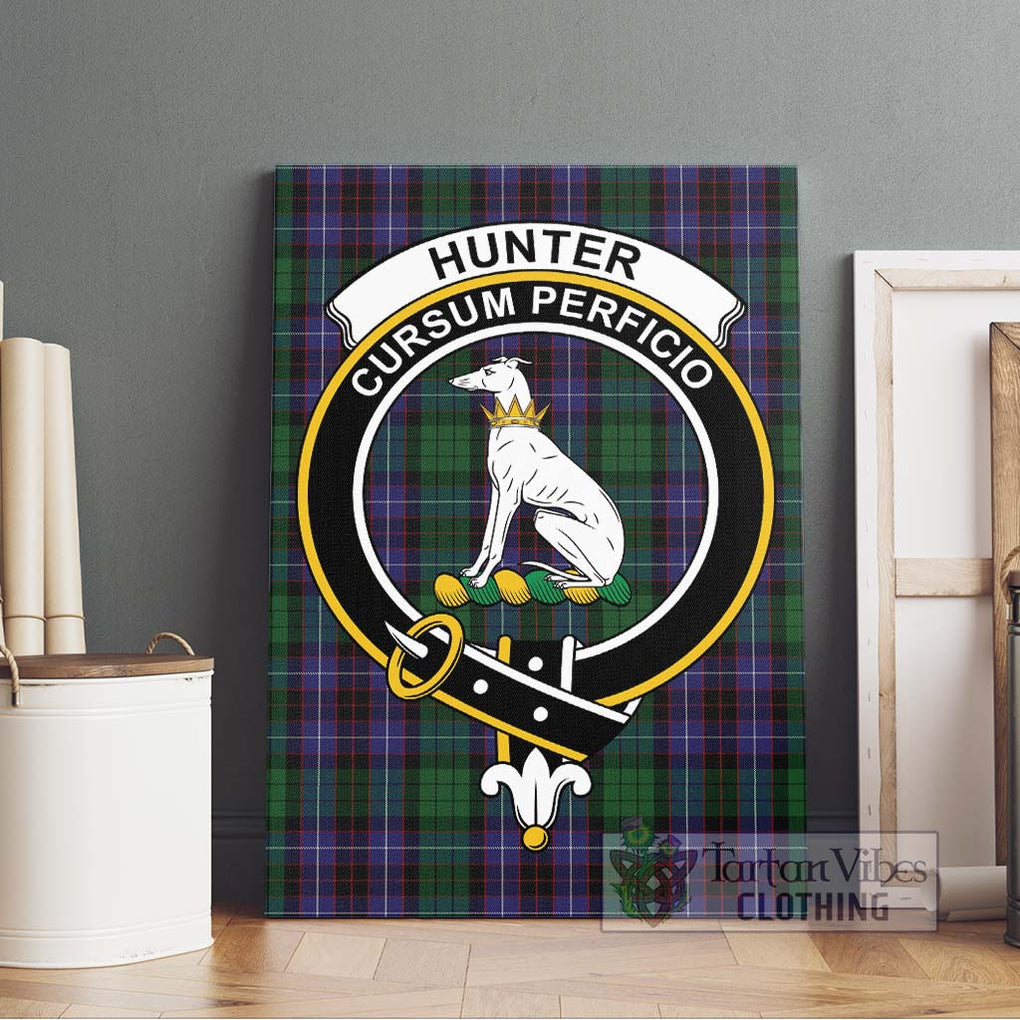 Hunter of Peebleshire Tartan Canvas Print Wall Art with Family Crest Without Frame - Tartan Vibes Clothing