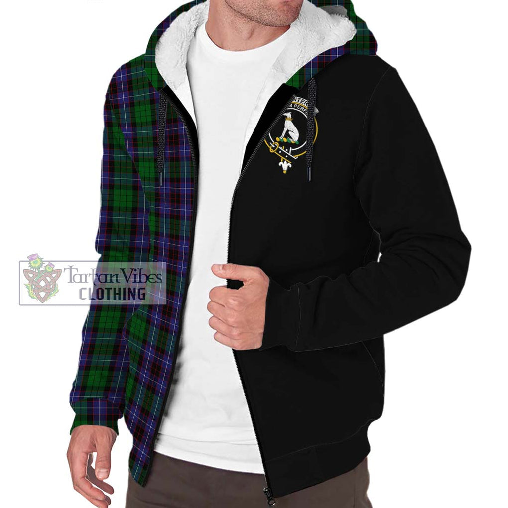 Hunter of Peebleshire Tartan Sherpa Hoodie with Family Crest and Half Of Me Style Unisex S - Tartanvibesclothing Shop