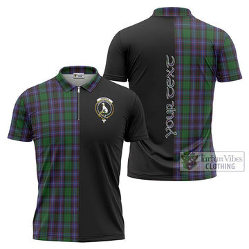 Hunter of Peebleshire Tartan Zipper Polo Shirt with Family Crest and Half Of Me Style