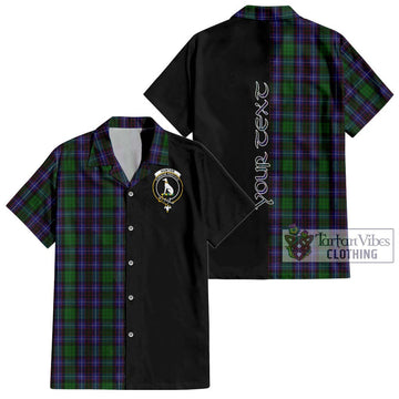 Hunter of Peebleshire Tartan Short Sleeve Button Shirt with Family Crest and Half Of Me Style