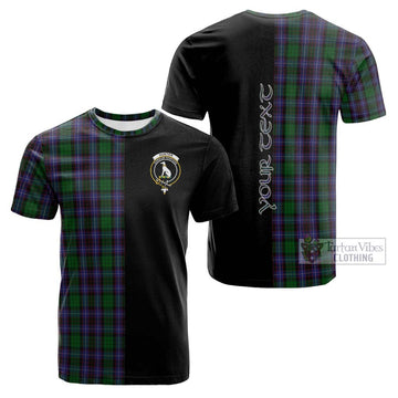 Hunter of Peebleshire Tartan Cotton T-shirt with Family Crest and Half Of Me Style