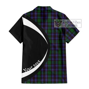 Hunter of Peebleshire Tartan Short Sleeve Button Up with Family Crest Circle Style