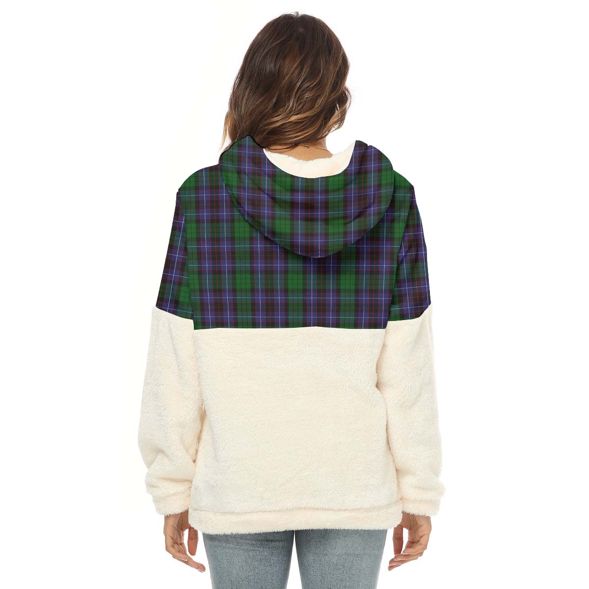 Hunter of Peebleshire Tartan Women's Borg Fleece Hoodie With Half Zip - Tartan Vibes Clothing