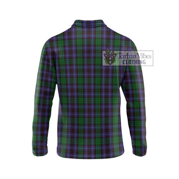 Hunter of Peebleshire Tartan Long Sleeve Polo Shirt with Family Crest DNA In Me Style