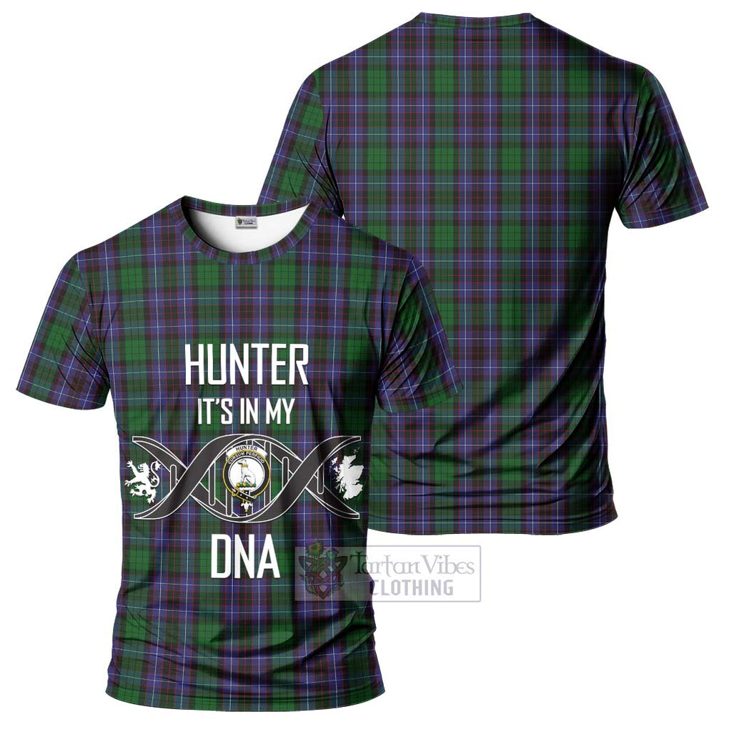 Hunter of Peebleshire Tartan T-Shirt with Family Crest DNA In Me Style - Tartan Vibes Clothing