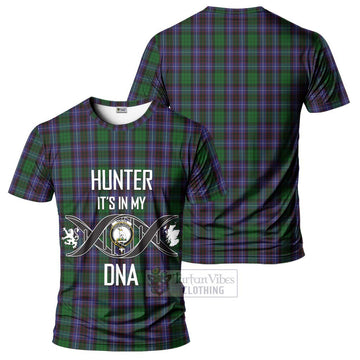 Hunter of Peebleshire Tartan T-Shirt with Family Crest DNA In Me Style