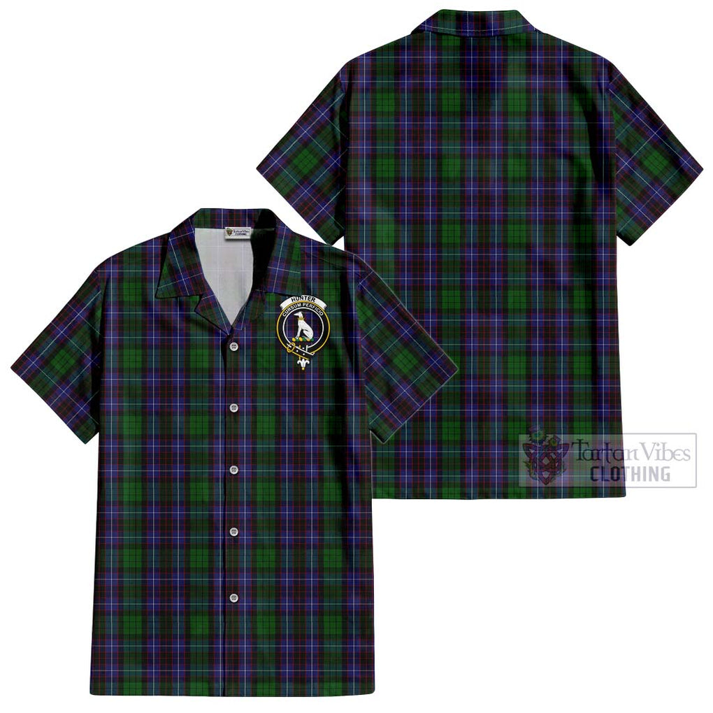 Hunter of Peebleshire Tartan Cotton Hawaiian Shirt with Family Crest Kid - Tartan Vibes Clothing