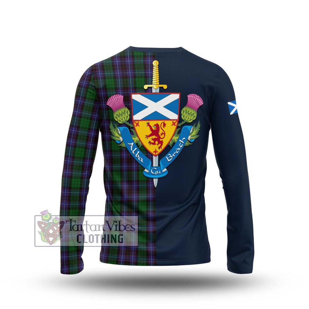 Tartan Vibes Clothing Hunter of Peebleshire Tartan Long Sleeve T-Shirt with Scottish Lion Royal Arm Half Style