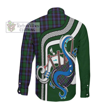 Hunter of Peebleshire Tartan Long Sleeve Button Shirt with Epic Bagpipe Style