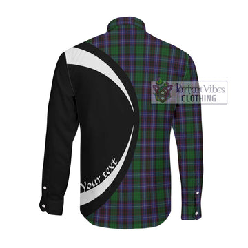 Hunter of Peebleshire Tartan Long Sleeve Button Up with Family Crest Circle Style