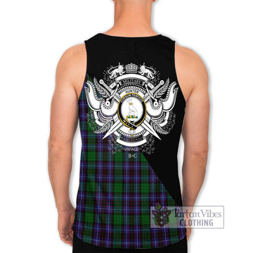 Hunter of Peebleshire Tartan Men's Tank Top with Family Crest and Military Logo Style