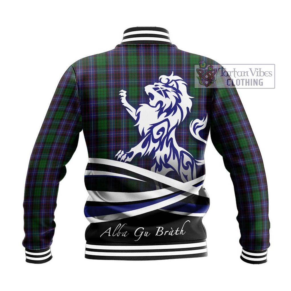 Hunter of Peebleshire Tartan Baseball Jacket with Alba Gu Brath Regal Lion Emblem - Tartanvibesclothing Shop