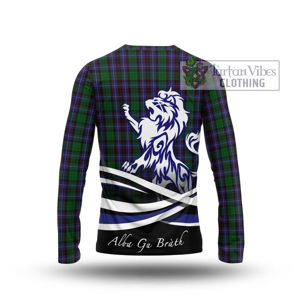 Hunter of Peebleshire Tartan Long Sleeve T-Shirt with Alba Gu Brath Regal Lion Emblem - Tartanvibesclothing Shop