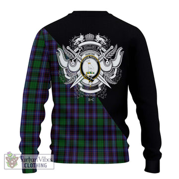 Hunter of Peebleshire Tartan Ugly Sweater with Family Crest and Military Logo Style