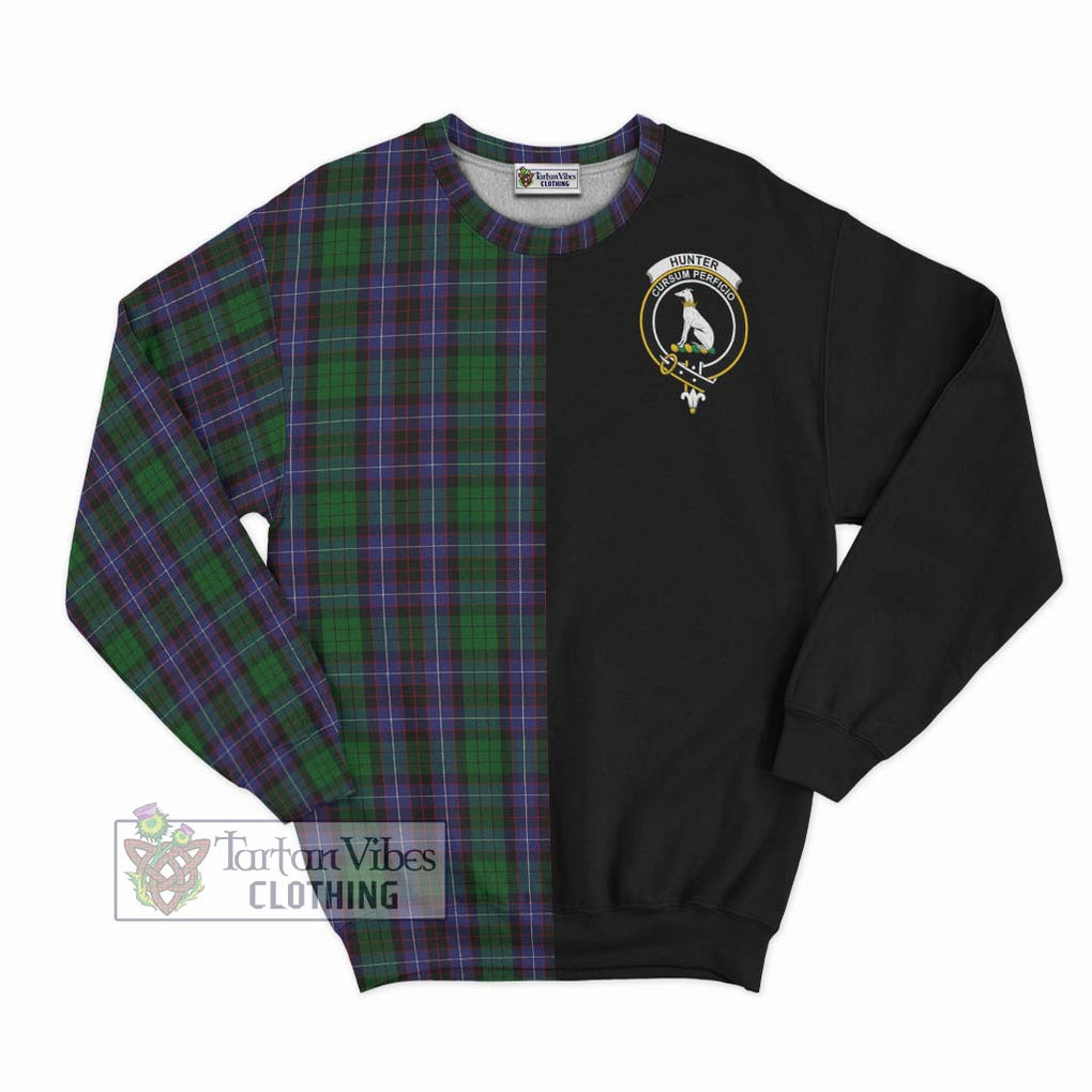 Hunter of Peebleshire Tartan Sweatshirt with Family Crest and Half Of Me Style - Tartanvibesclothing Shop