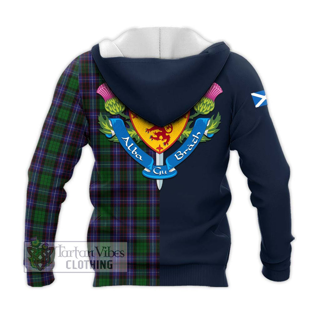 Tartan Vibes Clothing Hunter of Peebleshire Tartan Knitted Hoodie with Scottish Lion Royal Arm Half Style