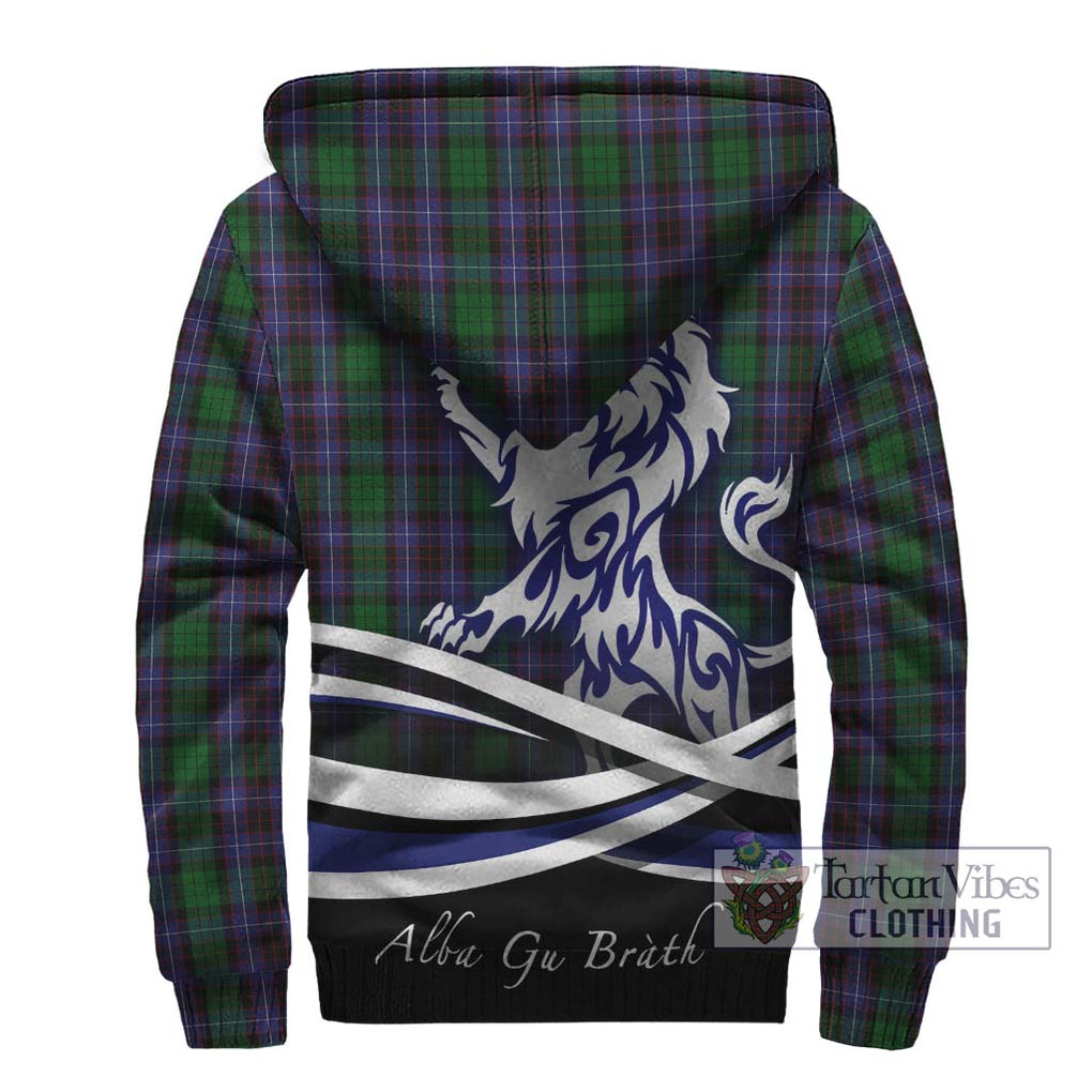 Hunter of Peebleshire Tartan Sherpa Hoodie with Alba Gu Brath Regal Lion Emblem - Tartanvibesclothing Shop