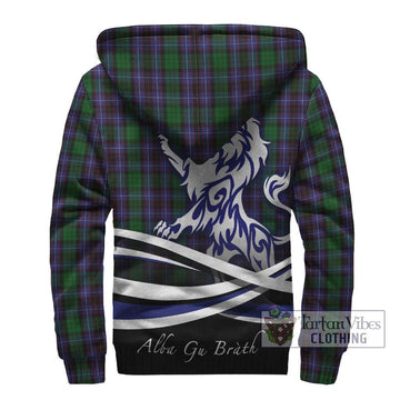 Hunter of Peebleshire Tartan Sherpa Hoodie with Alba Gu Brath Regal Lion Emblem