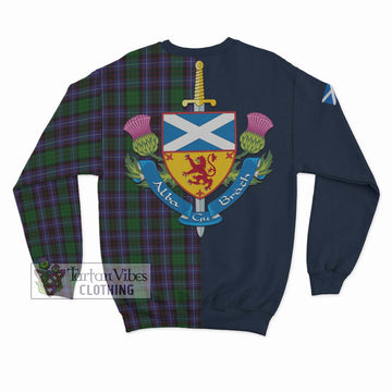 Hunter of Peebleshire Tartan Sweatshirt with Scottish Lion Royal Arm Half Style