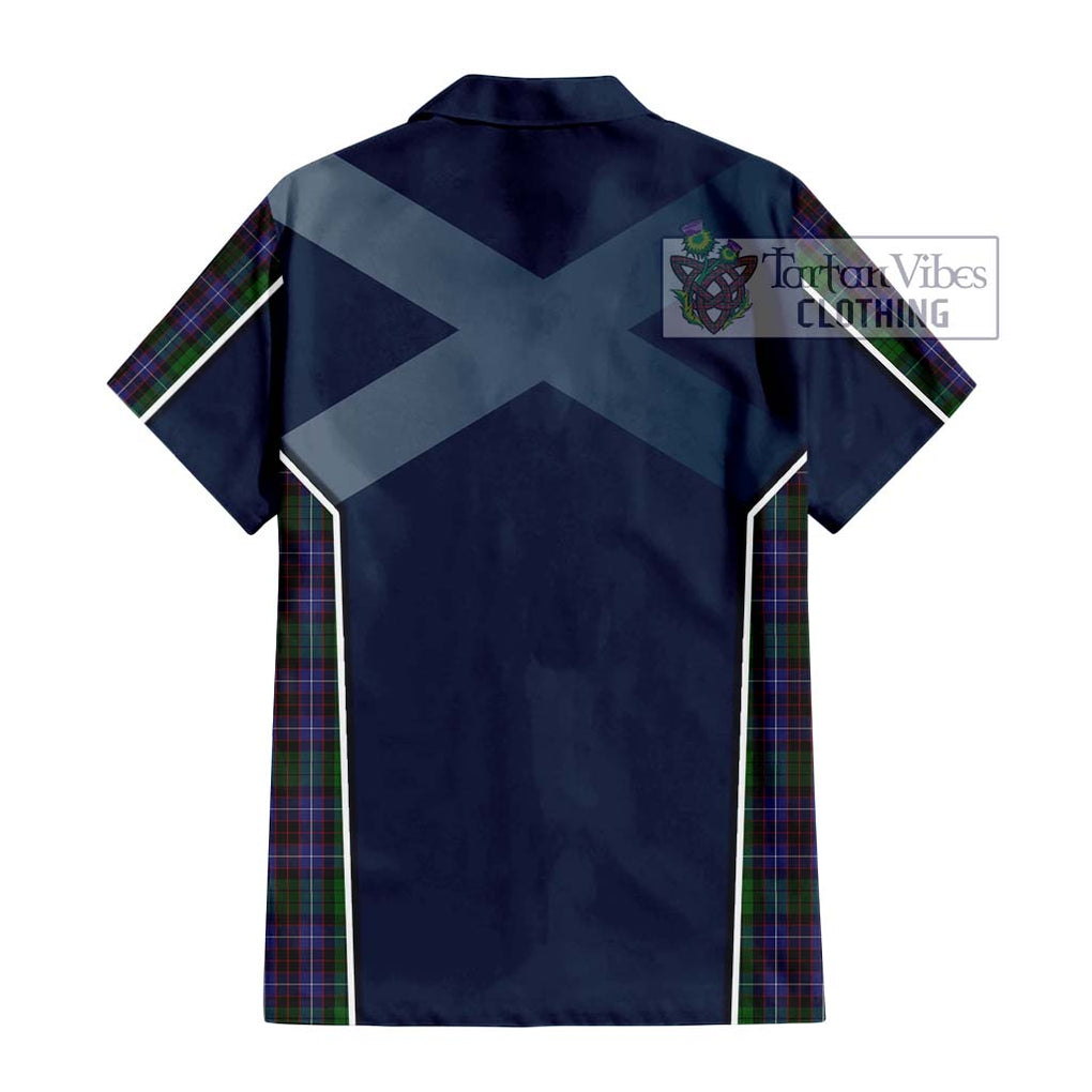 Hunter of Peebleshire Tartan Short Sleeve Button Shirt with Family Crest and Lion Rampant Vibes Sport Style - Tartan Vibes Clothing