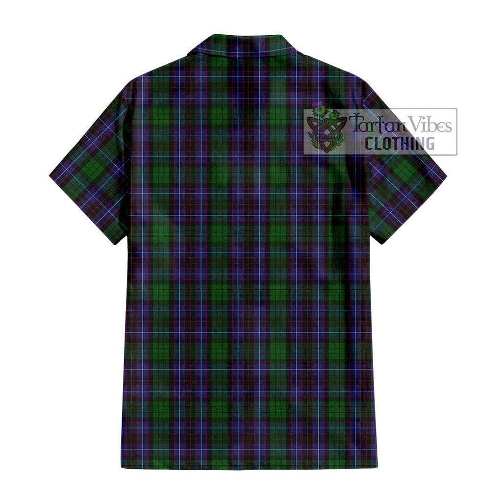 Hunter of Peebleshire Tartan Short Sleeve Button Shirt with Family Crest DNA In Me Style - Tartanvibesclothing Shop