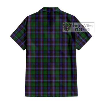 Hunter of Peebleshire Tartan Short Sleeve Button Shirt with Family Crest DNA In Me Style