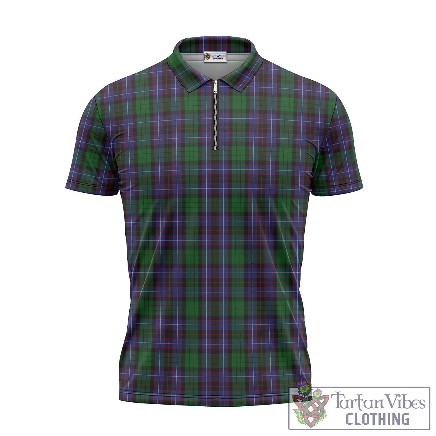 Tartan Vibes Clothing Hunter of Peebleshire Tartan Zipper Polo Shirt