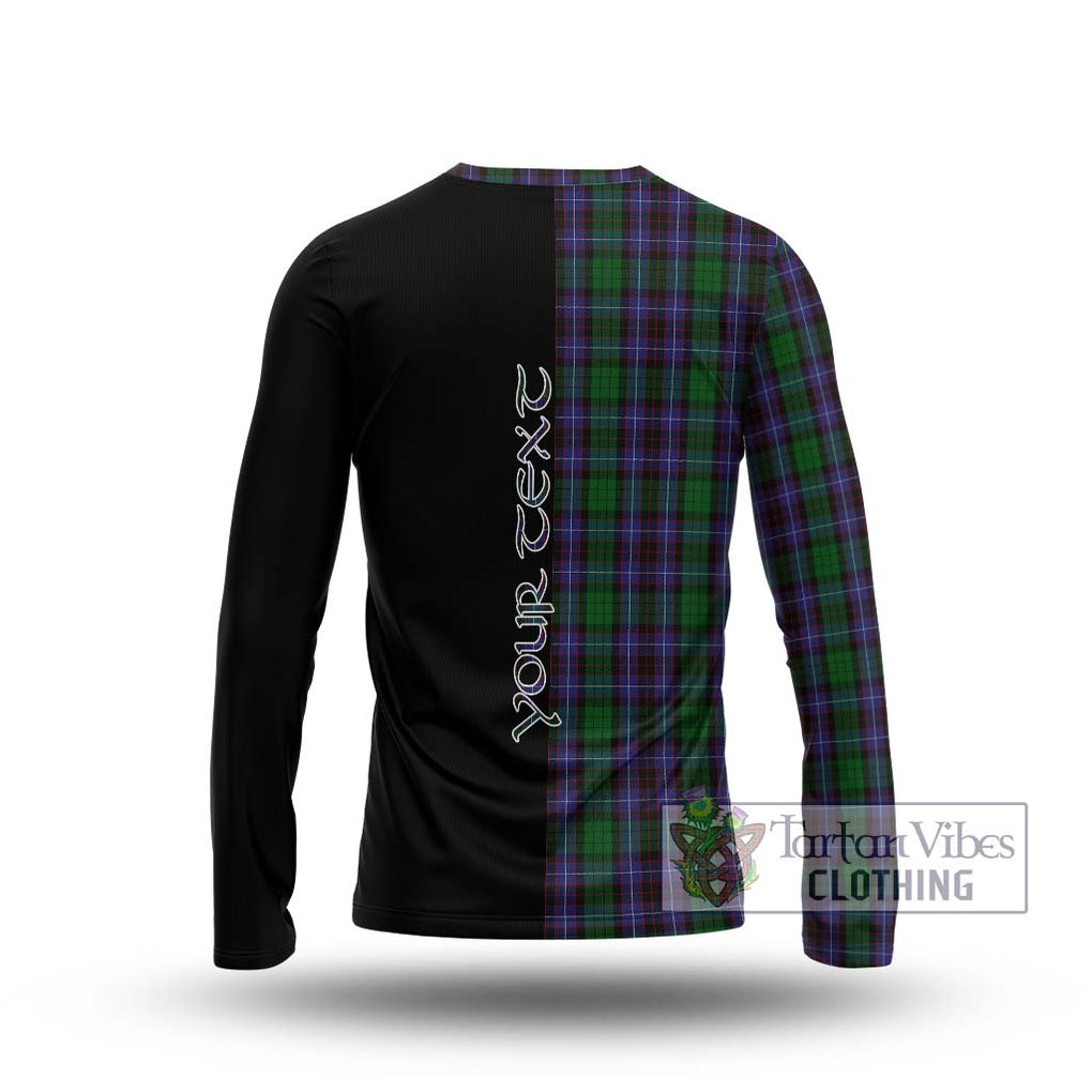 Hunter of Peebleshire Tartan Long Sleeve T-Shirt with Family Crest and Half Of Me Style - Tartanvibesclothing Shop