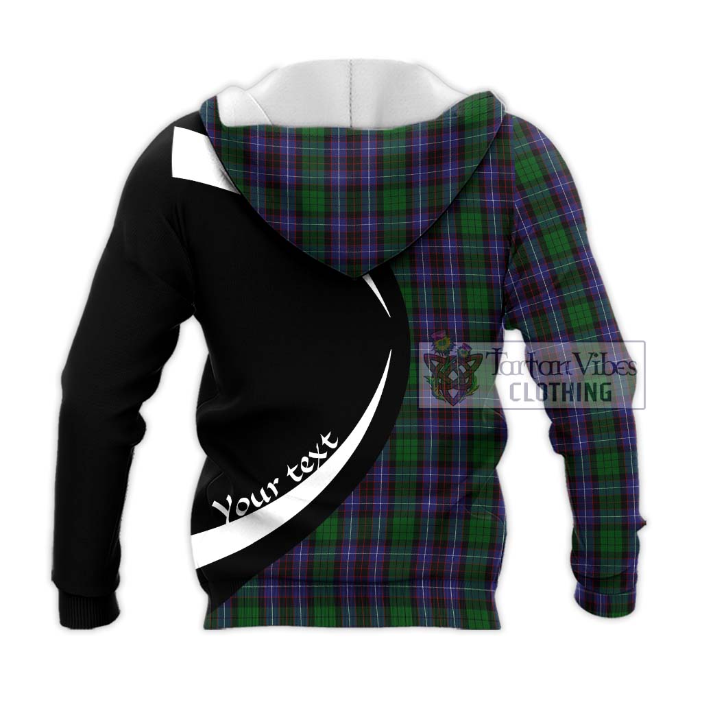 Hunter of Peebleshire Tartan Knitted Hoodie with Family Crest Circle Style - Tartan Vibes Clothing