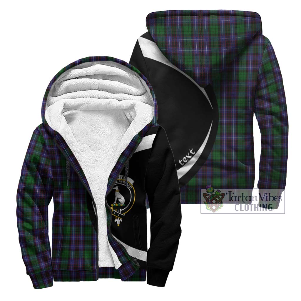 Hunter of Peebleshire Tartan Sherpa Hoodie with Family Crest Circle Style Unisex - Tartan Vibes Clothing