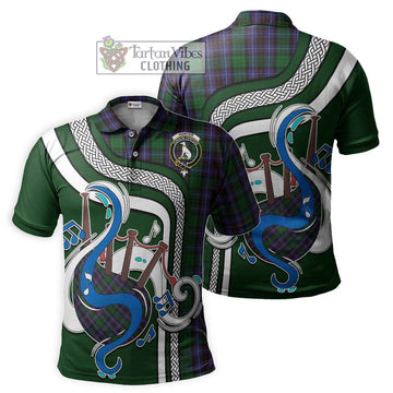 Hunter of Peebleshire Tartan Polo Shirt with Epic Bagpipe Style