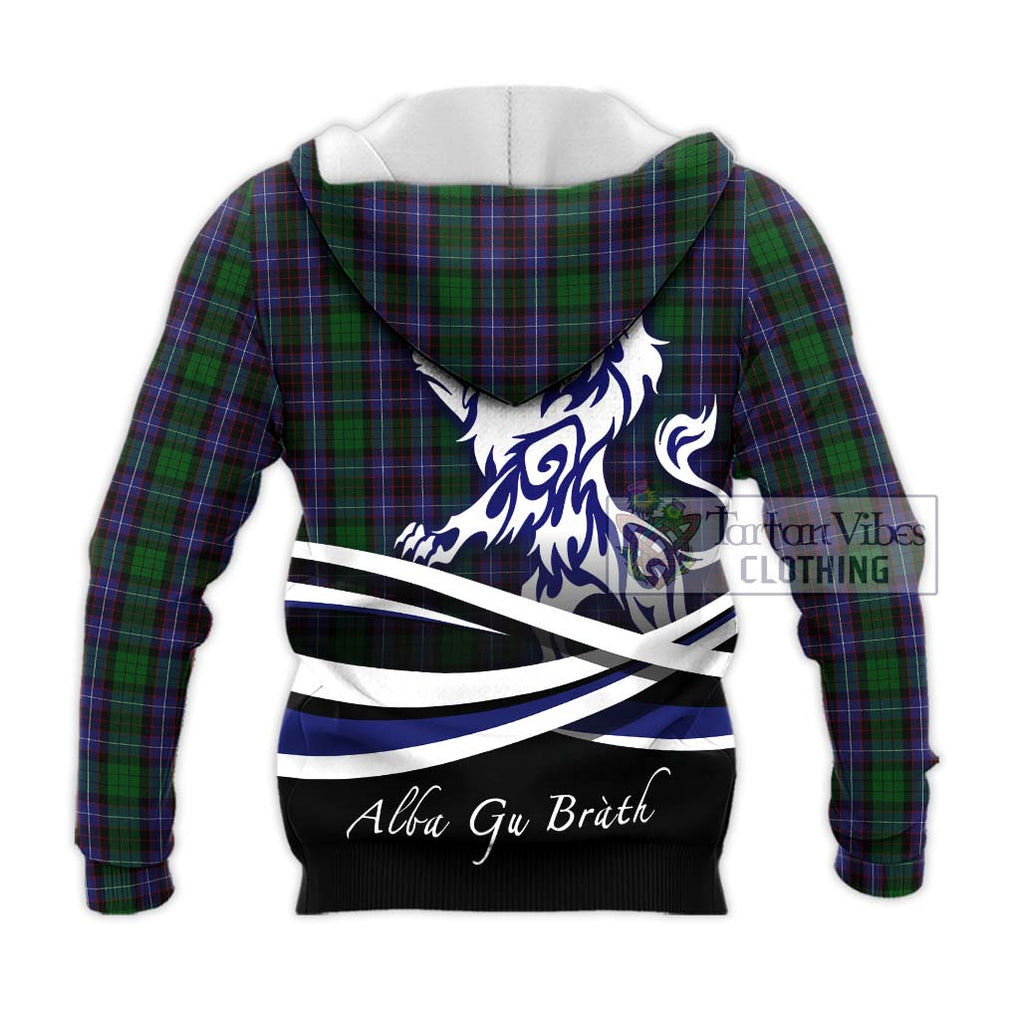 Hunter of Peebleshire Tartan Knitted Hoodie with Alba Gu Brath Regal Lion Emblem - Tartanvibesclothing Shop