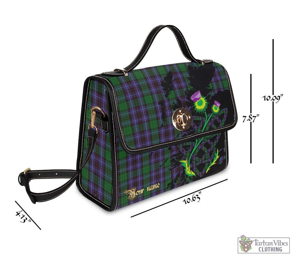 Tartan Vibes Clothing Hunter of Peebleshire Tartan Waterproof Canvas Bag with Scotland Map and Thistle Celtic Accents