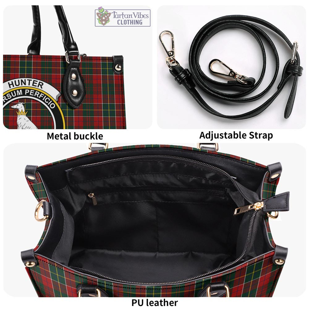 Tartan Vibes Clothing Hunter USA Tartan Luxury Leather Handbags with Family Crest