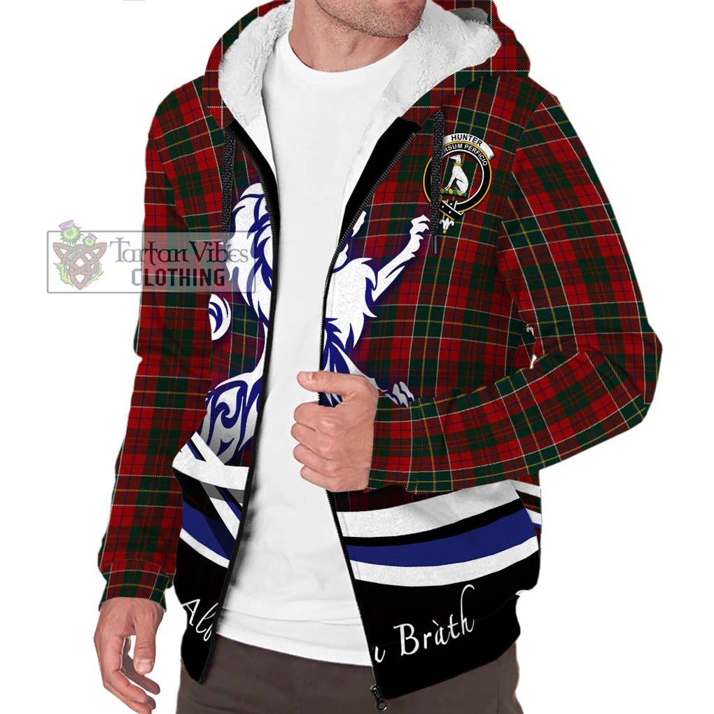 Hunter USA Tartan Sherpa Hoodie with Alba Gu Brath Regal Lion Emblem Unisex S - Tartanvibesclothing Shop