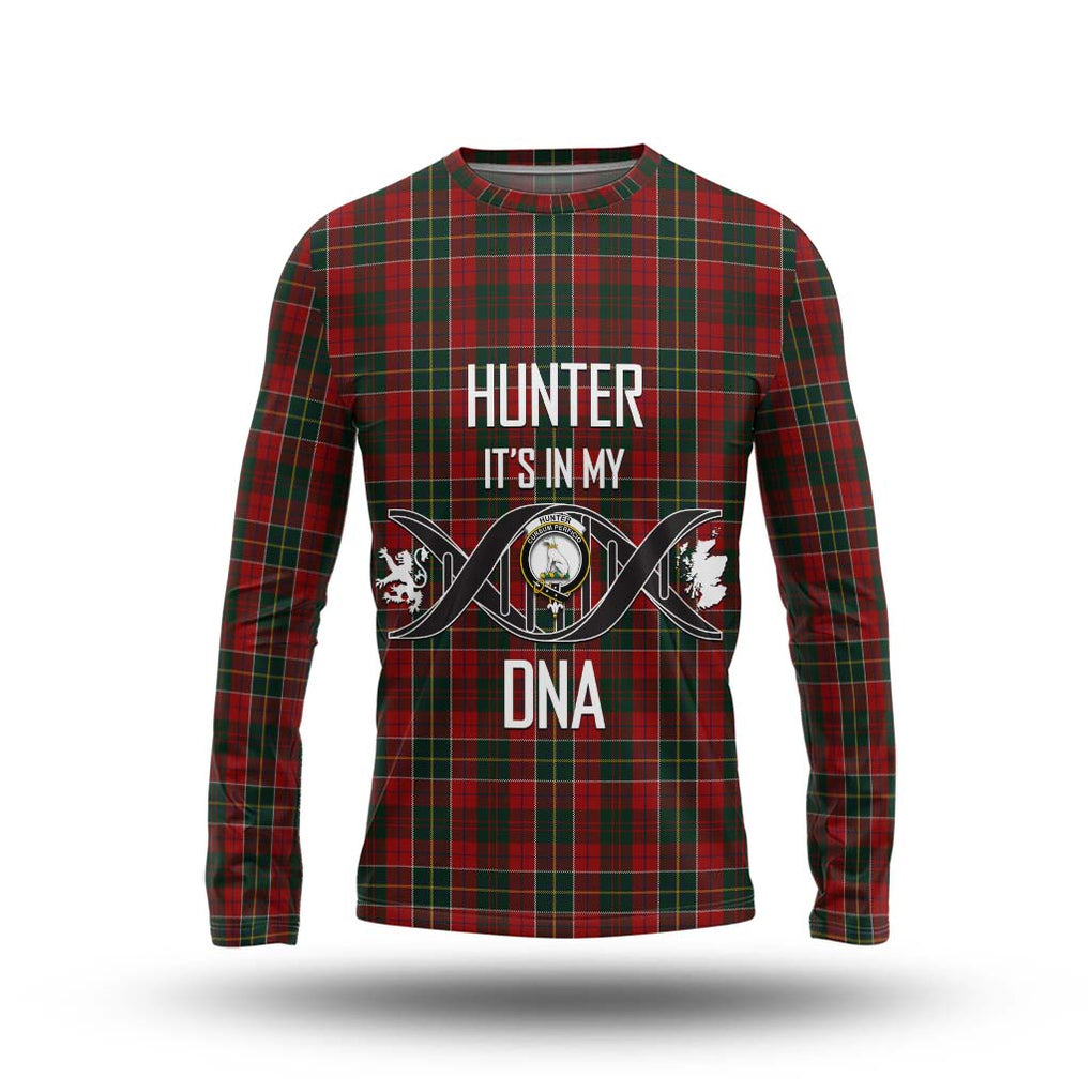 Hunter USA Tartan Long Sleeve T-Shirt with Family Crest DNA In Me Style Unisex - Tartanvibesclothing Shop