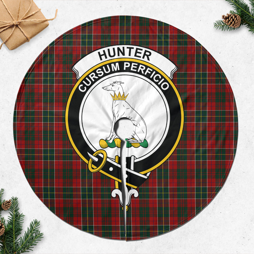 Hunter USA Tartan Christmas Tree Skirt with Family Crest - Tartanvibesclothing