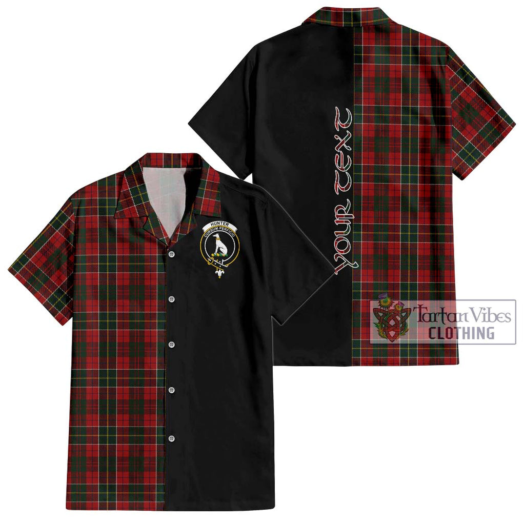 Hunter USA Tartan Short Sleeve Button Shirt with Family Crest and Half Of Me Style Kid - Tartanvibesclothing Shop