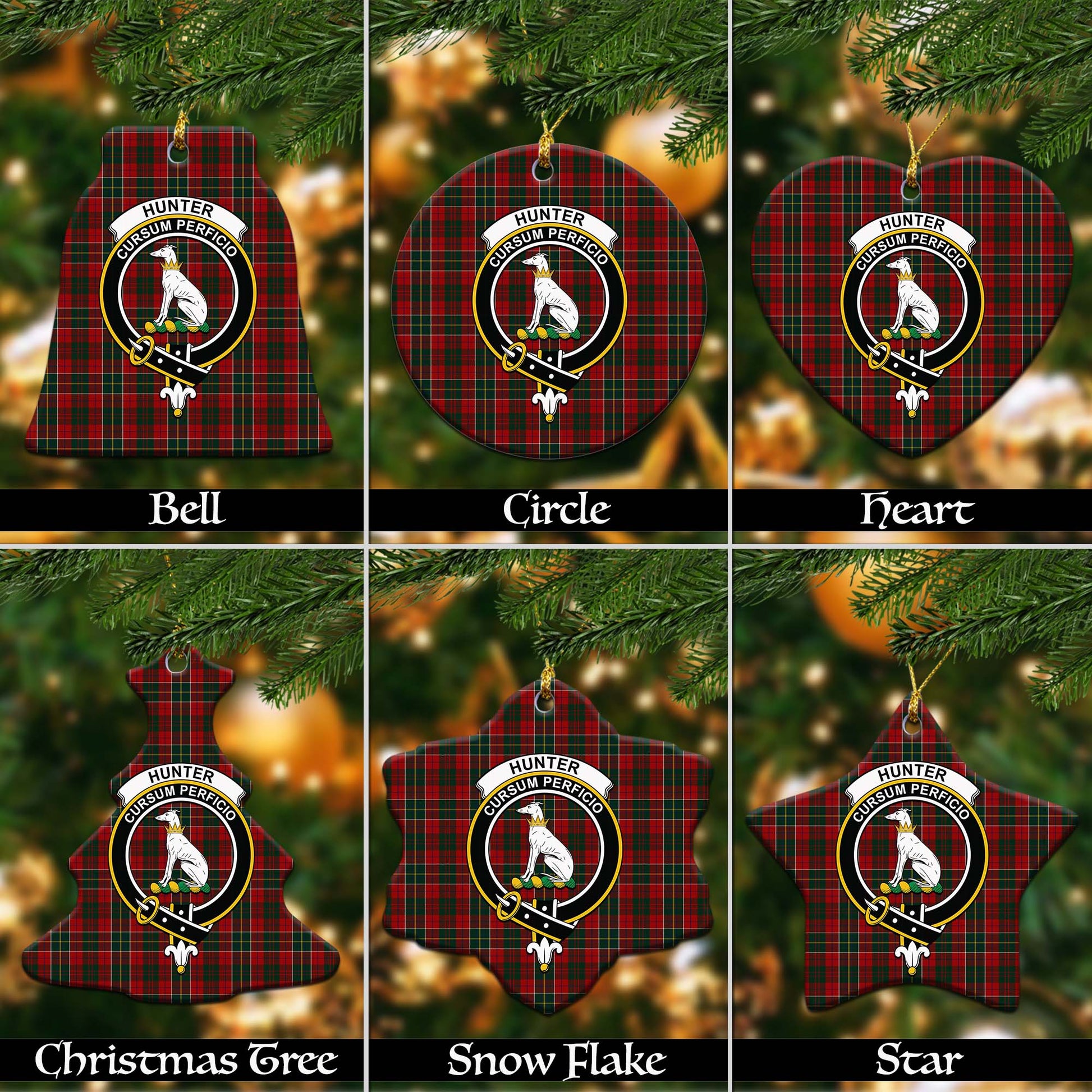 Hunter USA Tartan Christmas Ornaments with Family Crest - Tartanvibesclothing