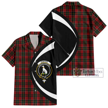 Hunter USA Tartan Short Sleeve Button Up with Family Crest Circle Style