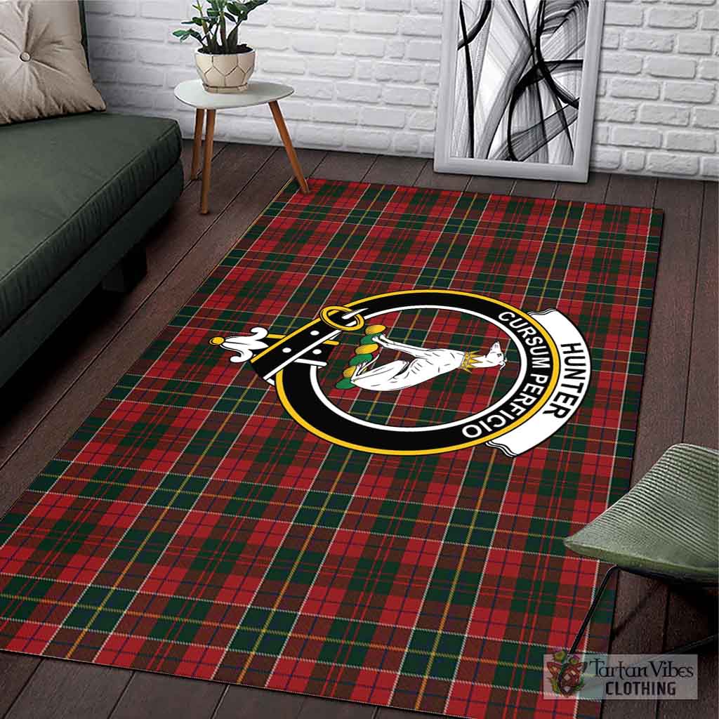 Tartan Vibes Clothing Hunter USA Tartan Area Rug with Family Crest