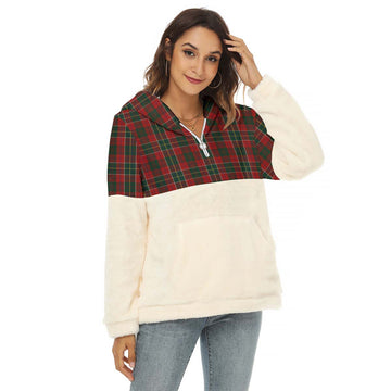 Hunter USA Tartan Women's Borg Fleece Hoodie With Half Zip