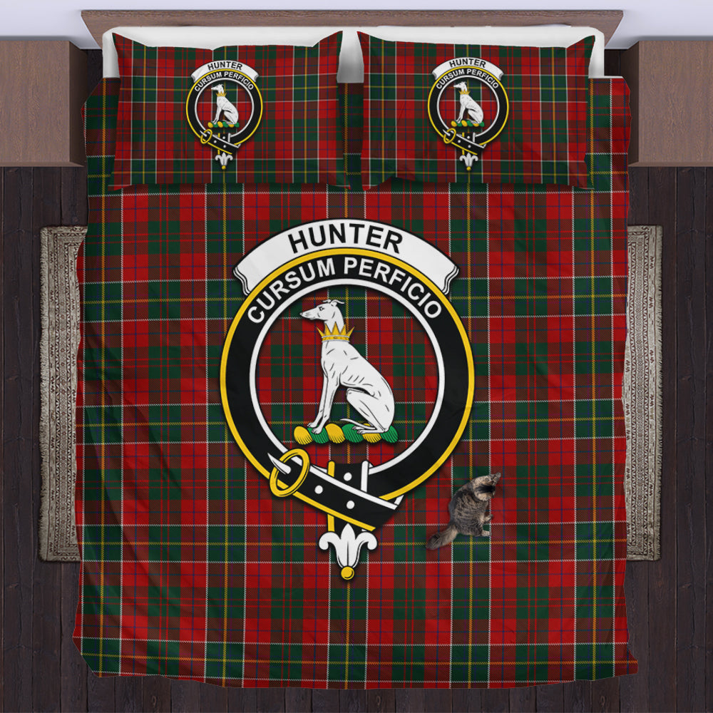 Hunter USA Tartan Bedding Set with Family Crest US Bedding Set - Tartan Vibes Clothing