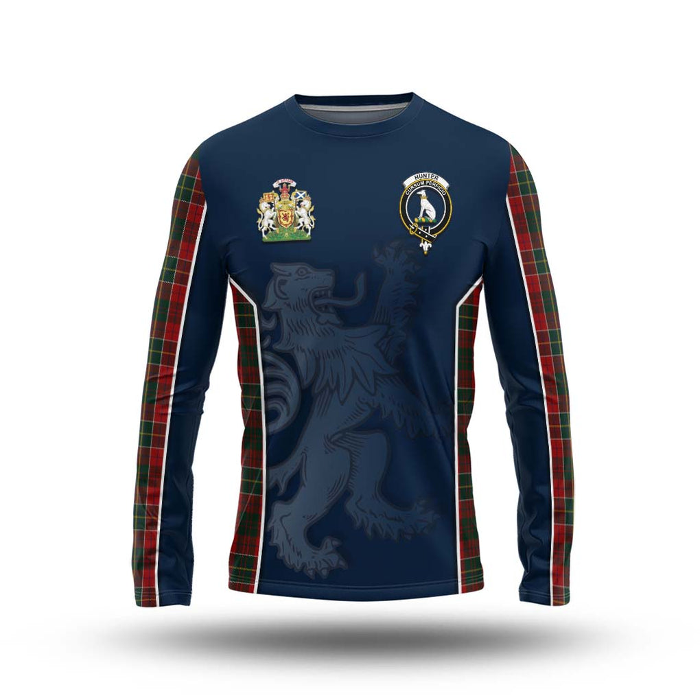 Hunter USA Tartan Long Sleeve T-Shirt with Family Crest and Lion Rampant Vibes Sport Style Unisex - Tartan Vibes Clothing