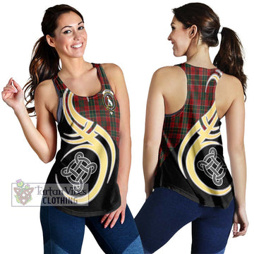 Hunter USA Tartan Women's Racerback Tanks with Family Crest and Celtic Symbol Style